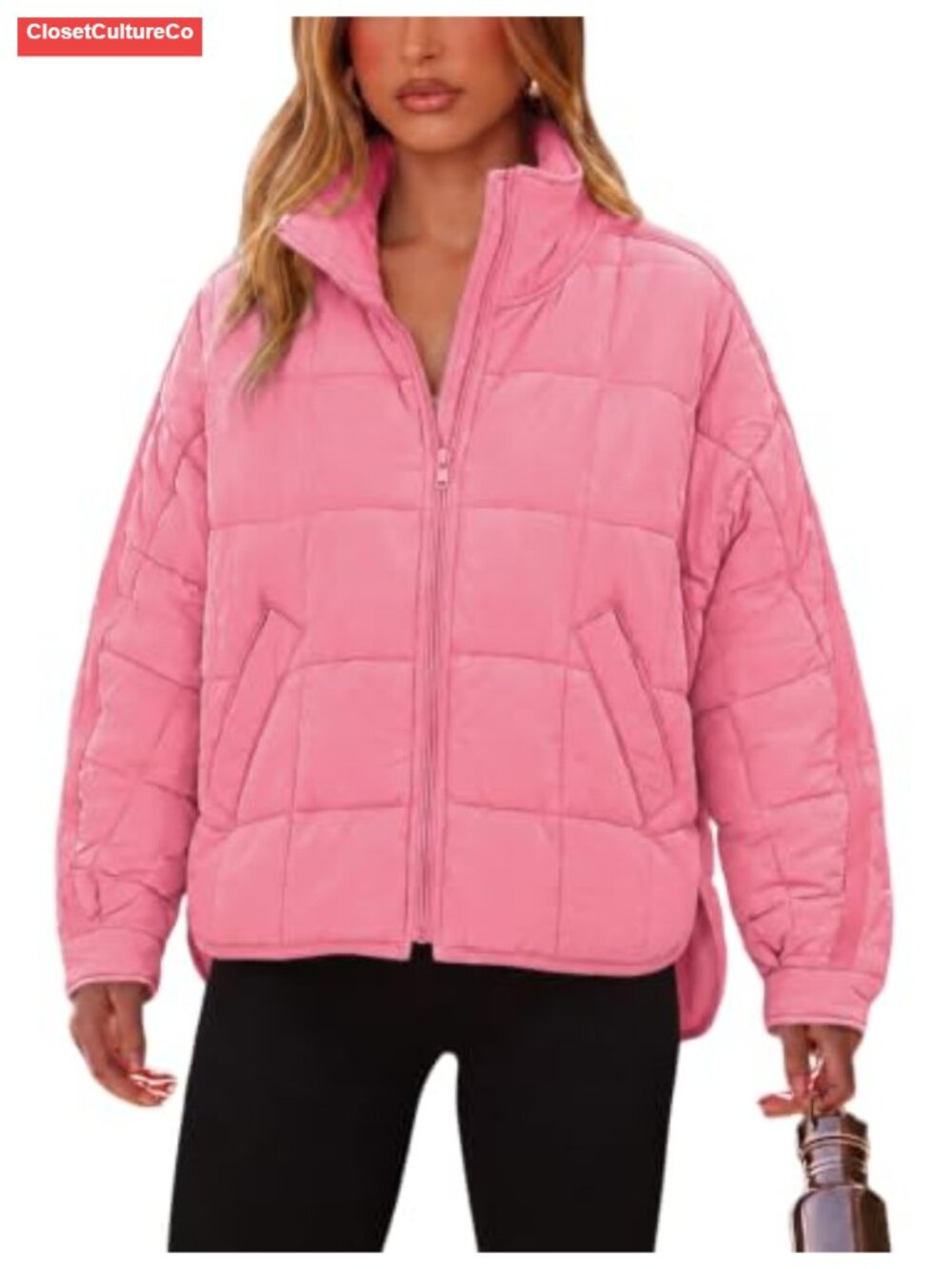 Lightweight Quilted Puffer Jacket Relaxed Fit Zip Up Casual